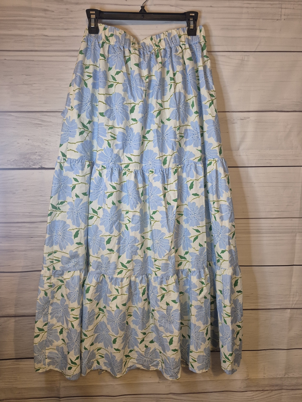 Who What Wear Blue Floral Tiered Maxi Wrap Skirt Cottagecore Vacation Style M - Picture 10 of 12